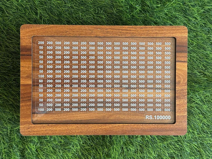 Wooden Money Bank - ₹1 Lakh Savings Challenge Box